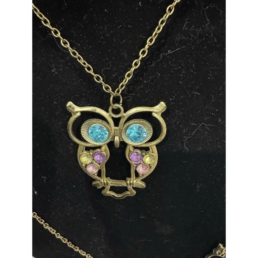 Awesome Retro Vintage Owl Necklace Bundle